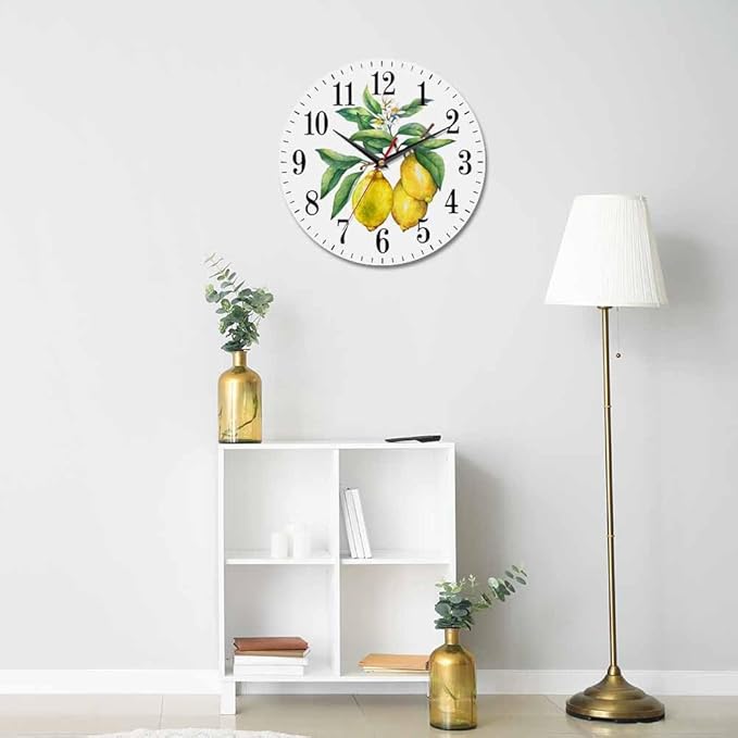Mxocom Watercolor Lemon Wall Clock Citrus Fruit on a Branch - Image 5