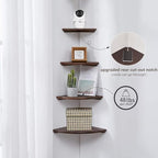 Corner Shelf, 12inch Walnut Solid Wood Floating Corner Shelves Wall Mount Round - Image 4