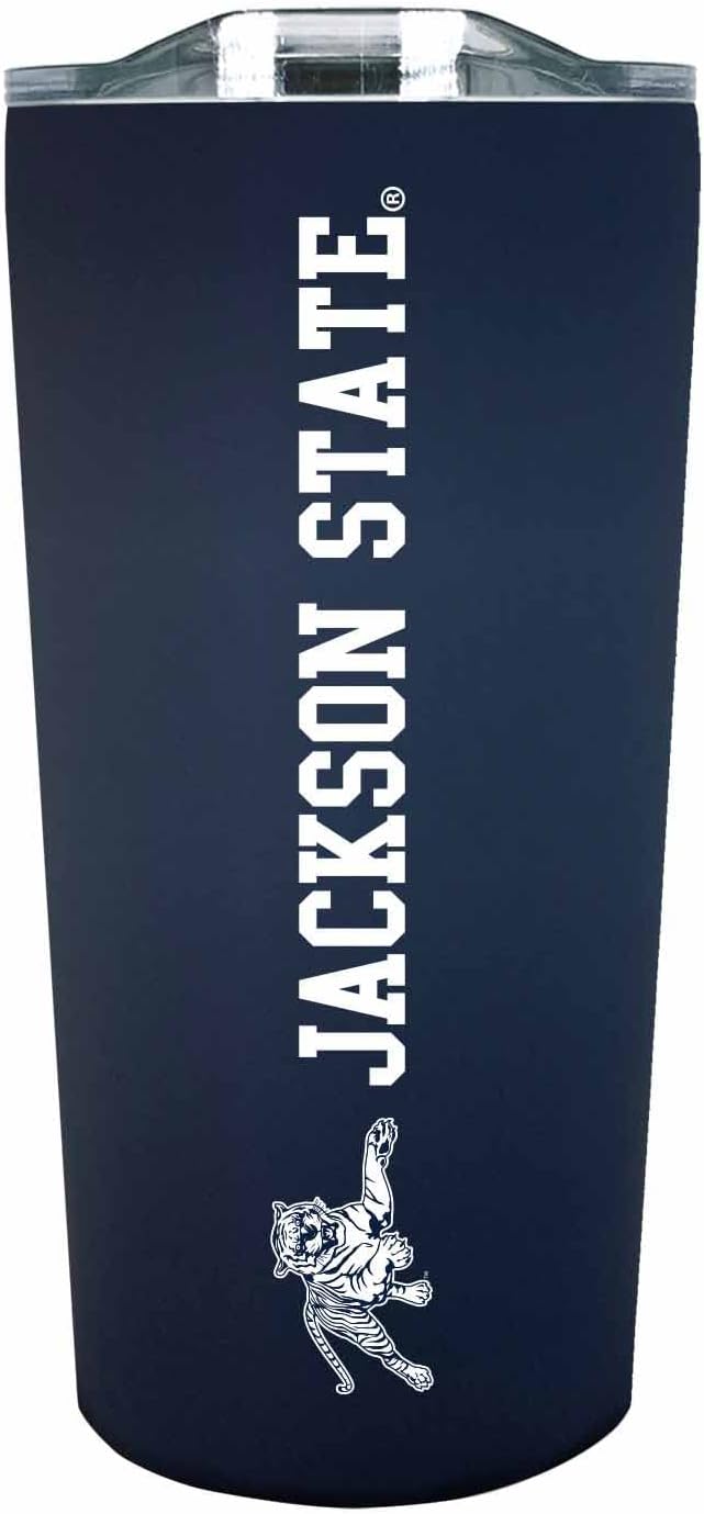 Campus Colors NCAA Stainless Steel Tumbler perfect for Gameday - 18 oz - Double Walled - Keeps Drinks Perfectly Insulated (Jackson State University - Navy)
