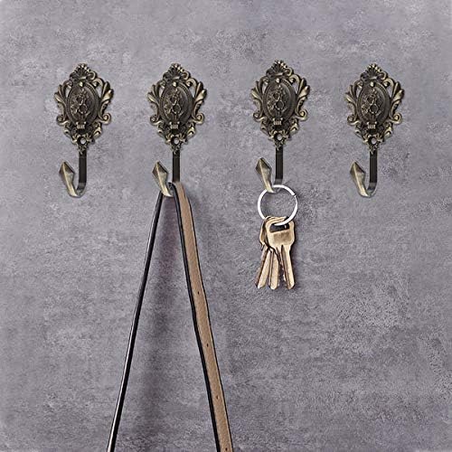 2Pcs Curtain Tiebacks Hook Vintage Bronze Rose Pattern Carved Wall Hooks Key - Image 5