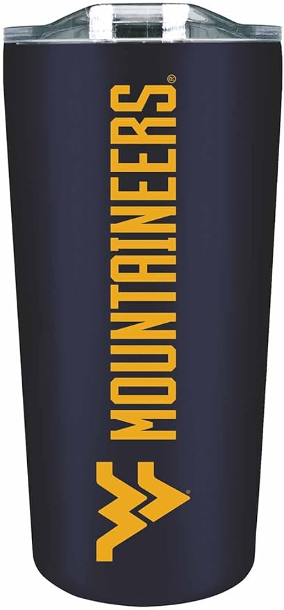 Campus Colors NCAA Stainless Steel Tumbler perfect for Gameday - 18 oz - Double Walled - Keeps Drinks Perfectly Insulated (West Virginia Mountaineers - Navy)