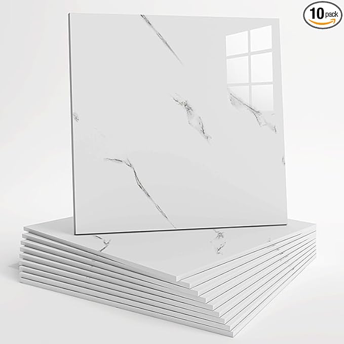 10pcs Peel and Stick Tile Shower Waterproof Marble Tiles Wall Panels, by Unknown