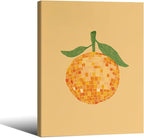 Retro Funky Orange Canvas Wall Art Fashion Disco Ball Aesthetic Posters 12X16 by Unknown
