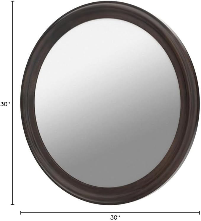 CULER Round Wall Mirrors 30 Inch, Wood Rustic Decorative Transitional Mirror - Image 10