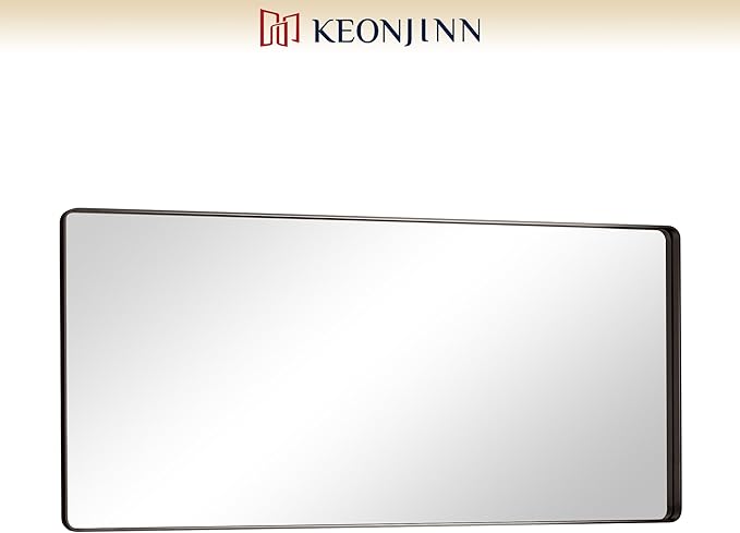 Keonjinn Black Bathroom Mirror for Over Sink, Sandblasted Finish Matte Black - Image 8