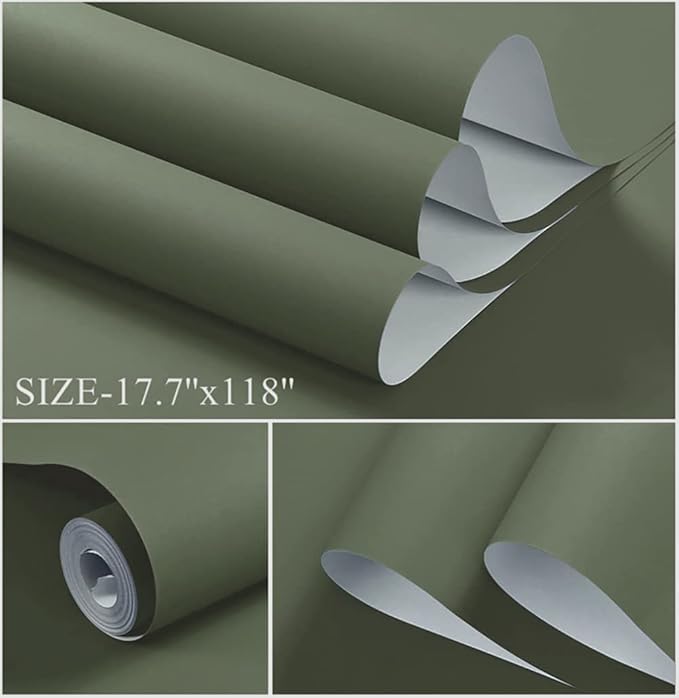 Dimoon 236''x17.7'' Green Peel and Stick Wallpaper Contact Paper Modern Self - Image 2