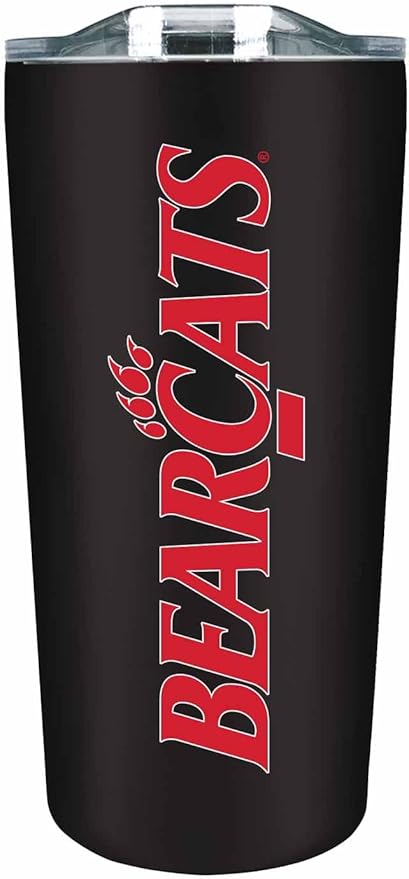 Campus Colors NCAA Stainless Steel Tumbler perfect for Gameday - 18 oz - Double Walled - Keeps Drinks Perfectly Insulated (Cincinnati Bearcats - Black)