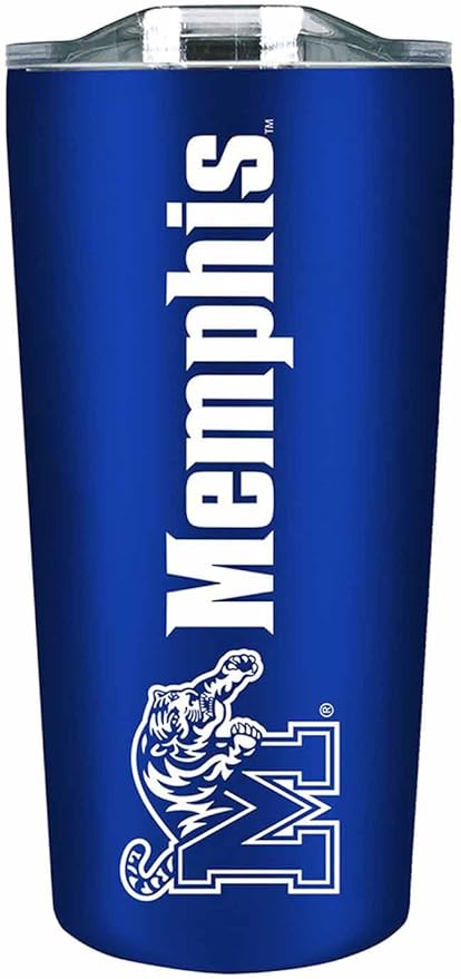 Campus Colors NCAA Stainless Steel Tumbler perfect for Gameday - 18 oz - Double Walled - Keeps Drinks Perfectly Insulated (Memphis Tigers - Royal)