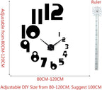 DIY 3D Wall Clock Large Frameless Watch Mirror Surface Wall Art Clock - Image 2