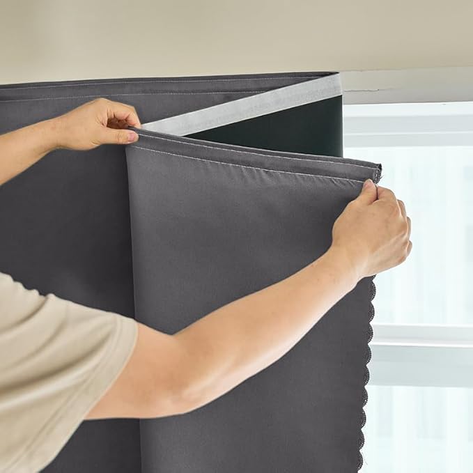 AJAZZ 100% Blackout Stick Curtain Portable Blackout Curtains Adhesive Curtains by AJAZZ