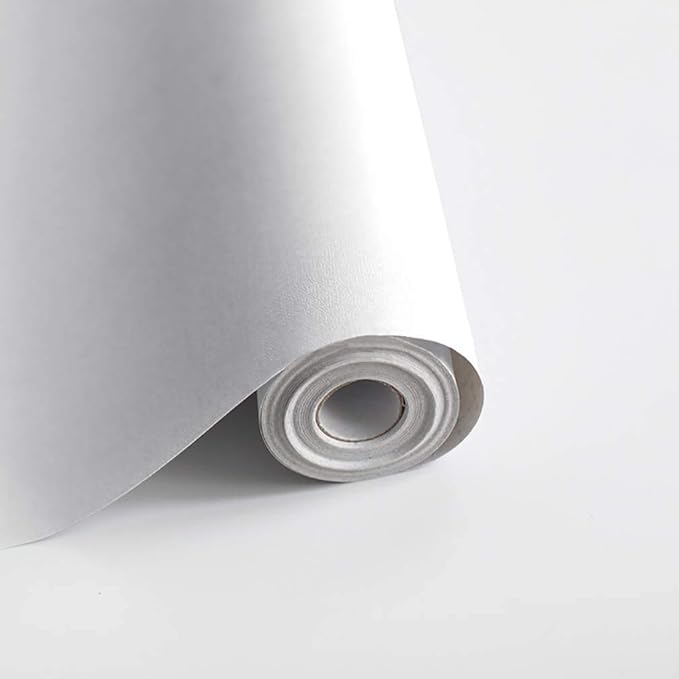 Safiyya 78.7"x17.7" White Contact Paper White Peel and Stick Wallpaper by SAFIYYA