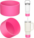 Upgrade 2PCS Protective Silicone Boot Bumper for Stanley Quencher Adventure 40oz 30oz IceFlow 20oz 30oz Tumbler, Water Bottle Bottom Sleeve Cover Accessories for Stanley Mug Cup(Rose)