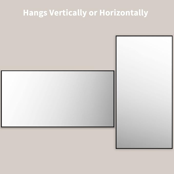 LOAAO 72"X36" Black Rectangle Bathroom Mirror Wall, Matte Black Aluminum Alloy - Image 4