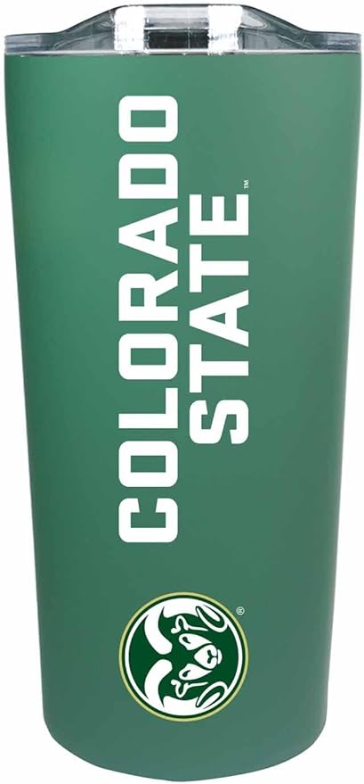 Campus Colors NCAA Stainless Steel Tumbler perfect for Gameday - 18 oz - Double Walled - Keeps Drinks Perfectly Insulated (Colorado State Rams - Green)