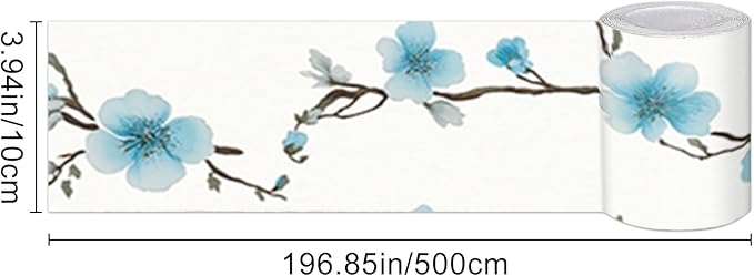 HOMETITUTE Wallpaper Border Peel and Stick Blue Blossom Texture Decorative Wall - Image 3