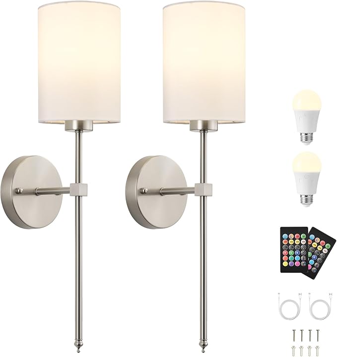 Battery Operated Wall Sconce Set of Two, Wireless Rechargeable Wall Light - Image 9