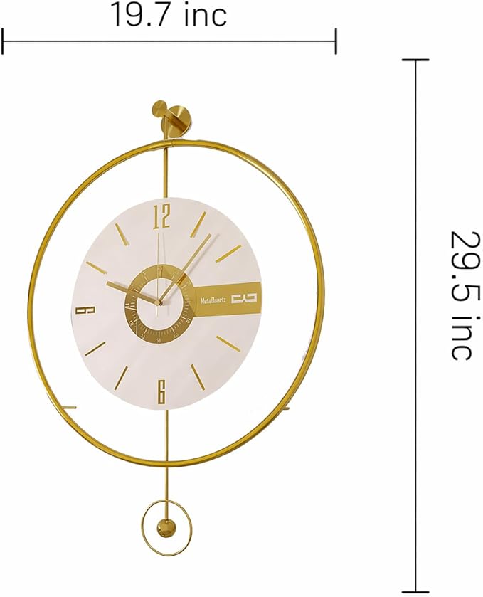 Large Luxury LED Backlit Wall Clock – Pendulum Roman Numeral Metal Ring - Image 9