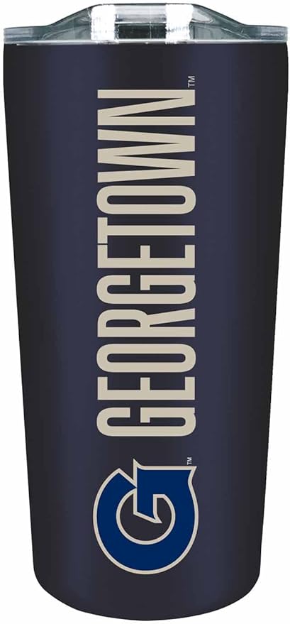Campus Colors NCAA Stainless Steel Tumbler perfect for Gameday - 18 oz - Double Walled - Keeps Drinks Perfectly Insulated (Georgetown Hoyas - Navy)