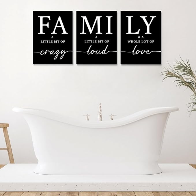 GUBIYU Black Home Wall Art for Living Room Family Sign Prints Canvas Painting - Image 4