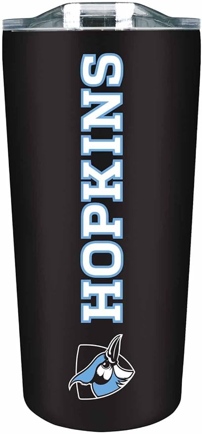 Campus Colors NCAA Stainless Steel Tumbler perfect for Gameday - 18 oz - Double Walled - Keeps Drinks Perfectly Insulated (Johns Hopkins Blue Jays - Black)