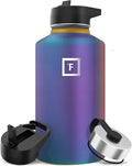 IRON °FLASK Camping & Hiking Hydration Flask with Straw, Wide Mouth Insulated Stainless Steel Sports Water Bottle - 64 oz Aurora
