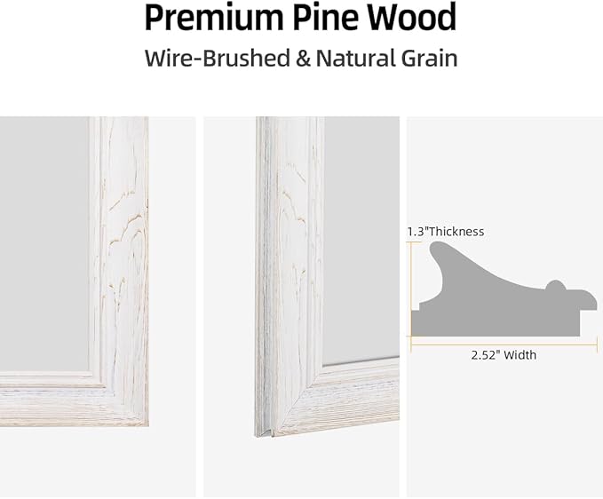 36 x 60 Rustic Wooden Framed Wall Mirror - Image 4