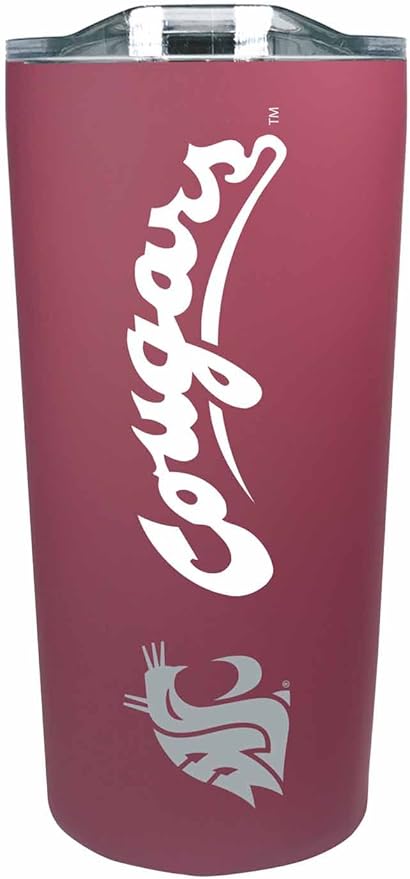Campus Colors NCAA Stainless Steel Tumbler perfect for Gameday - 18 oz - Double Walled - Keeps Drinks Perfectly Insulated (Washington State Cougars - Maroon)