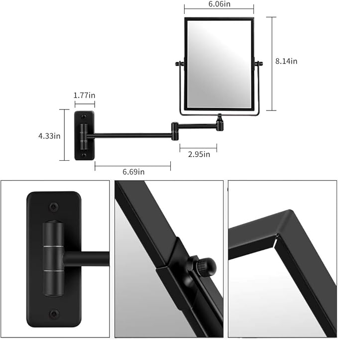 QiMH 3X Magnified Wall Mounted Mirror, Rectangular 8x6 Inch - Image 6