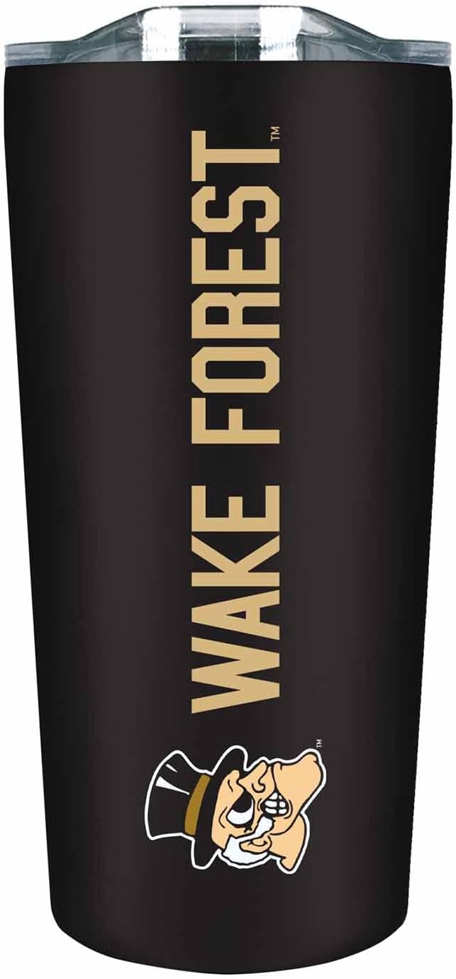 Campus Colors NCAA Stainless Steel Tumbler perfect for Gameday - 18 oz - Double Walled - Keeps Drinks Perfectly Insulated (Wake Forest Demon Deacons - Black)