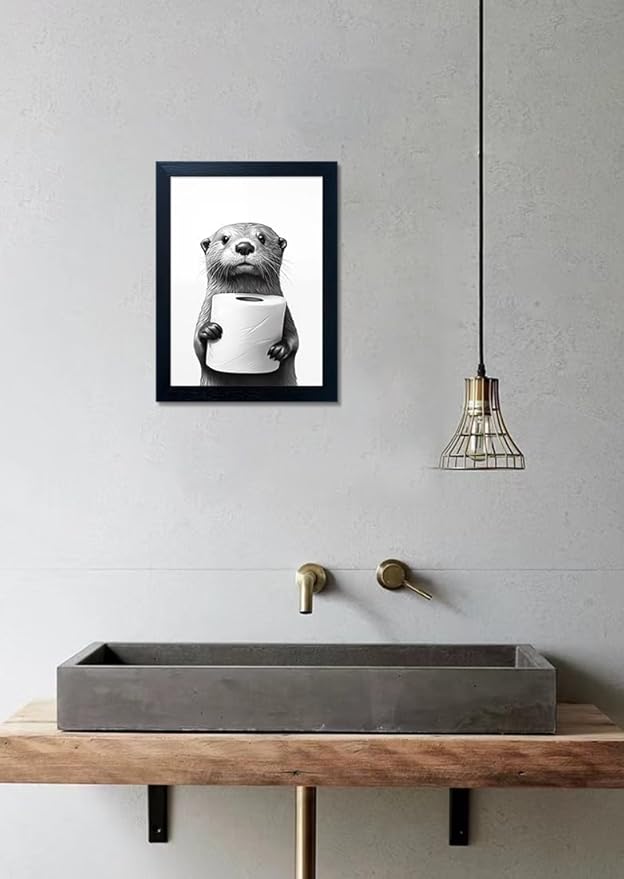 Bathroom Picture Wall Decor, Framed Black and White Bathroom Wall Art, Toilet - Image 9