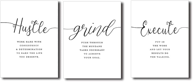 Canvas Grind Quote, Hustle Grind Execute, Inspirational Print, Office Wall Art - Image 8