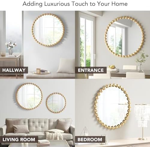Madison Park Round Mirror, Metal Frame Circle Mirror 36 inch, Wall Art Decor - Image 4