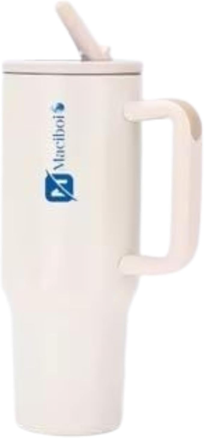 Stainless Steel Insulated Tumbler with Handle & Flip Straw - Leakproof Travel Mug for Hot & Cold Drinks - Reusable tumbler with Lid, Keeps Hot 6–8 Hours & Cold 8–10 Hours, Cream | 40 oz |