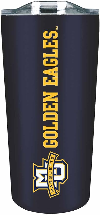Campus Colors NCAA Stainless Steel Tumbler perfect for Gameday - 18 oz - Double Walled - Keeps Drinks Perfectly Insulated (Marquette Golden Eagles - Navy)