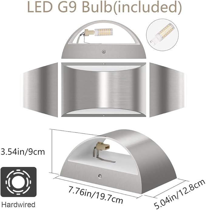 Aipsun Nickel Modern LED Wall Sconce Hardwired Indoor Wall Lights 1 Pack Up and - Image 4