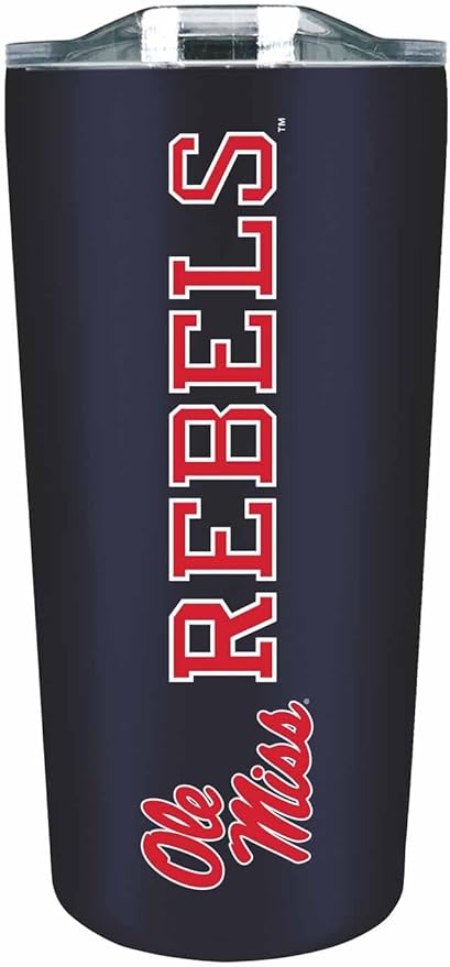 Campus Colors NCAA Stainless Steel Tumbler perfect for Gameday - 18 oz - Double Walled - Keeps Drinks Perfectly Insulated (Ole Miss Rebels - Navy)