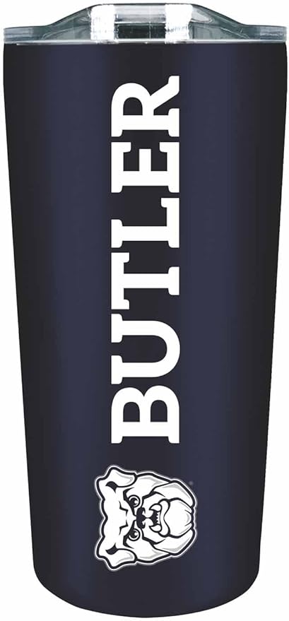 Campus Colors NCAA Stainless Steel Tumbler perfect for Gameday - 18 oz - Double Walled - Keeps Drinks Perfectly Insulated (Butler Bulldogs - Navy)