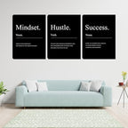 Black Motivational Mindset Wall Decor Canvas Wall Art Hustle Posters Prints - Image 2