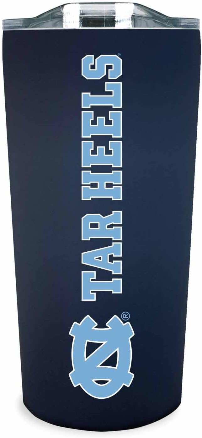 Campus Colors College Stainless Steel, Double Walled, Vacuum Insulated, Reusable Collegiate Tumbler with Slider-Top Lid for Travel, Sports, and Coffee,18 oz (North Carolina Tar Heels - Navy)