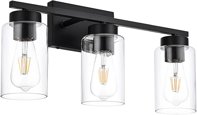 3-Light Bathroom Vanity Light, Modern Black Wall Lights - Image 3