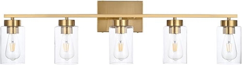 5 Light Bathroom Vanity Light Fixtures, Brushed Brass Modern Wall Lights - Image 2