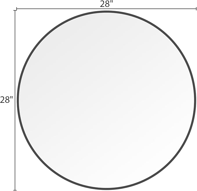 WallBeyond Round Wall Mirror 28 inch Black Large Circle Mirror - Image 6