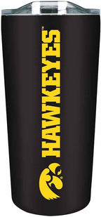 Campus Colors NCAA Stainless Steel Tumbler perfect for Gameday - 18 oz - Double Walled - Keeps Drinks Perfectly Insulated (Iowa Hawkeyes - Black)