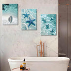 weiyiart Blue Ocean Canvas Wall Art Coastal Starfish Painting Prints Beach - Image 5