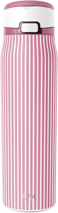 Simple Modern Mesa Loop Water Bottle with Covered Straw and Handle | 24oz Cup Holder Friendly Insulated Stainless Steel Bottles for Travel, Sports and School | Rose Stripes