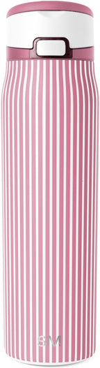Simple Modern Mesa Loop Water Bottle with Covered Straw and Handle | 24oz Cup Holder Friendly Insulated Stainless Steel Bottles for Travel, Sports and School | Rose Stripes