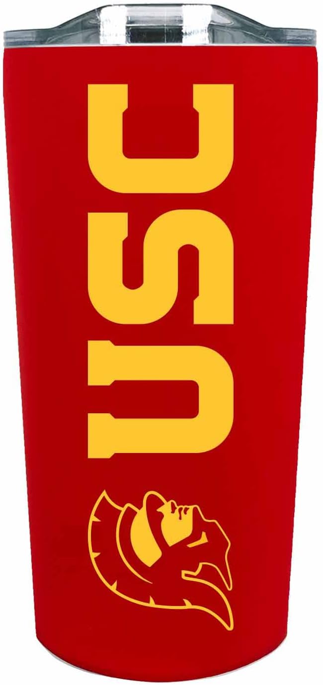 Campus Colors NCAA Stainless Steel Tumbler perfect for Gameday - 18 oz - Double Walled - Keeps Drinks Perfectly Insulated (USC Trojans - Cardinal)