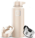 IRON °FLASK Camping & Hiking Hydration Flask with Straw, Wide Mouth Insulated Stainless Steel Sports Water Bottle - 32 oz Sand