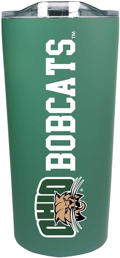 Campus Colors NCAA Stainless Steel Tumbler perfect for Gameday - 18 oz - Double Walled - Keeps Drinks Perfectly Insulated (Ohio Bobcats - Green)