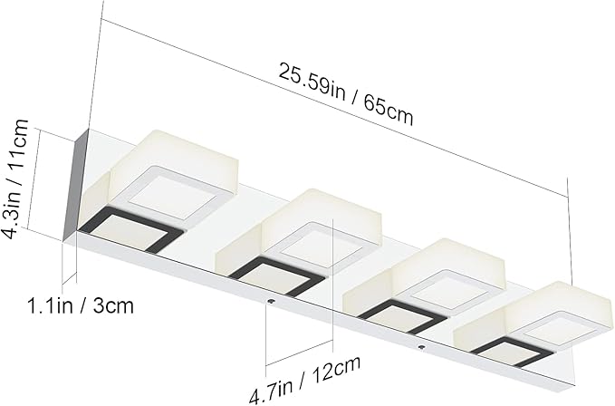 Ralbay Chrome Vanity Lights for Bathroom Adjustable Acrylic Chrome Modern LED - Image 6